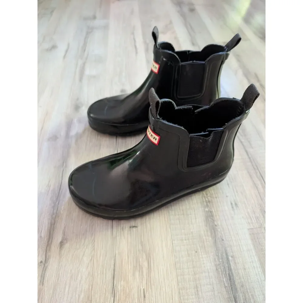 Hunter Boots Kids Original Chelsea Black Rubber Ankle, Size 1